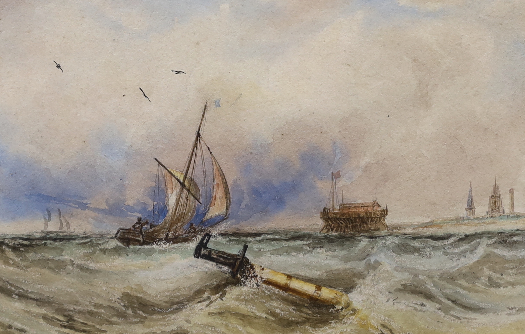 Julia Lowther (19th/20th. C) pair of watercolours, Shipping, one inscribed verso ‘from Hastings’, 23 x 14cm